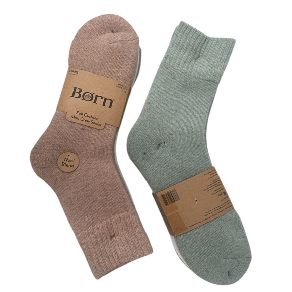 Born Other - 6 Pairs of Born Full Cushion Mini Crew Socks in a wool blend